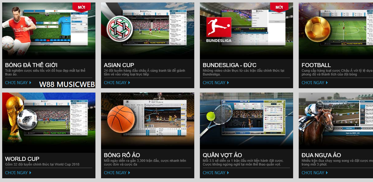 Chọn môn cá cược thể thao ảo W88